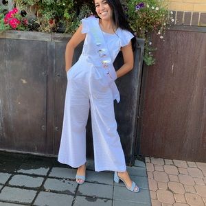 Rachel Parcell Ruffle Sleeve Lace Jumpsuit